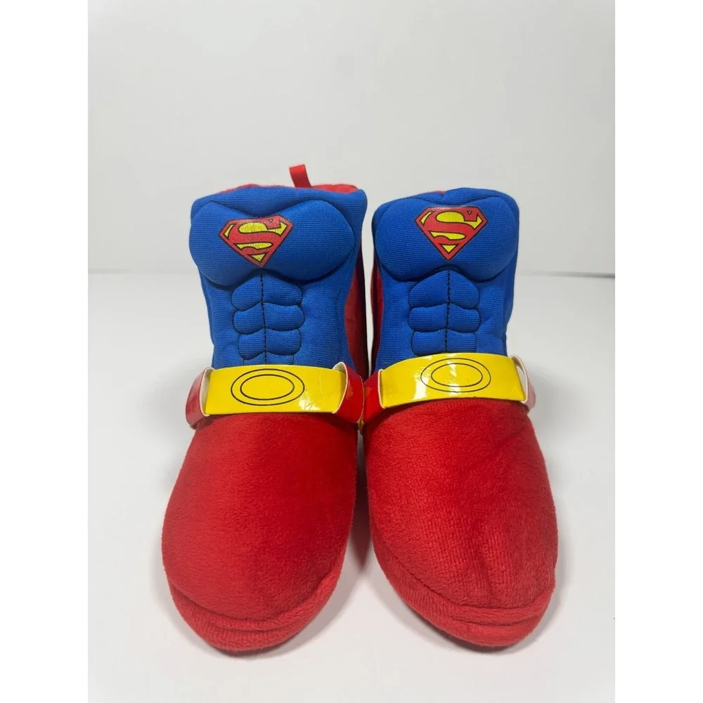 Superman Boys Shoes 9-10 Red‎ Royal Blue Round Toe Casual Slip On Caped Slipper